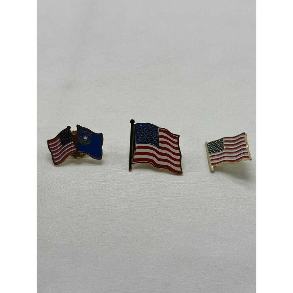 nevada flag w/ american flag and two other American flag Pins